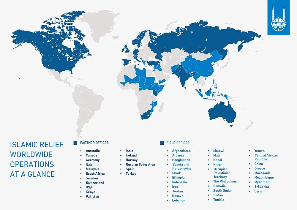 A 2020 map of where Islamic Relief operates