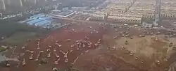 موقع بناء مشفى هوو شين شان كما كان يبدو يوم 24 يناير