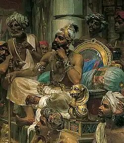 سامريلكاليكوت (1495-1500) على عرشه كما رسمه فيلوسو سالغادو&nbsp;[الإنجليزية] في 1898