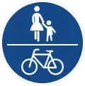 Gemeinsamer Geh- und Radweg مسار مشترك للمشاة وراكبي الدراجات الهوائية, يمكن لأي منهما استخدام الطريق بالكامل