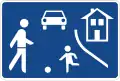Home zone: Start of urban area (5&nbsp;km/h speed limit, generally called walking speed)