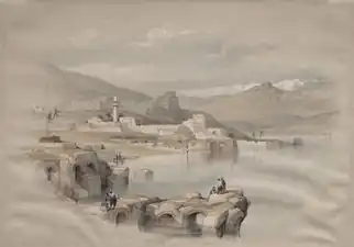 37. طبريا من الأسوار. صفد في المسافة.